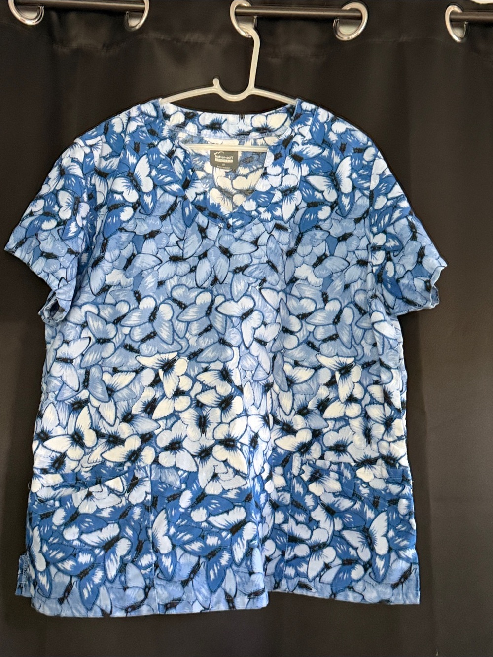 Blue Butterfly Scrub Top - Butter-Soft